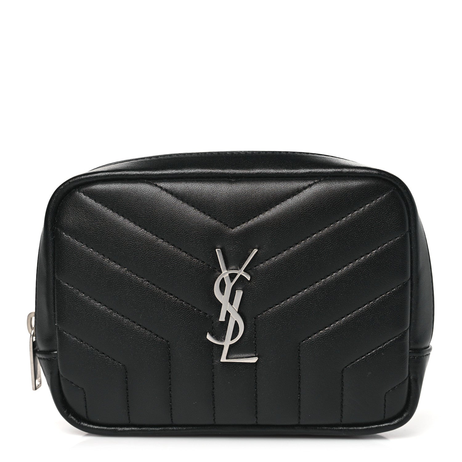 Saint Laurent Lambskin Y Quilted Monogram Loulou Cosmetic Case Black 1 of 11