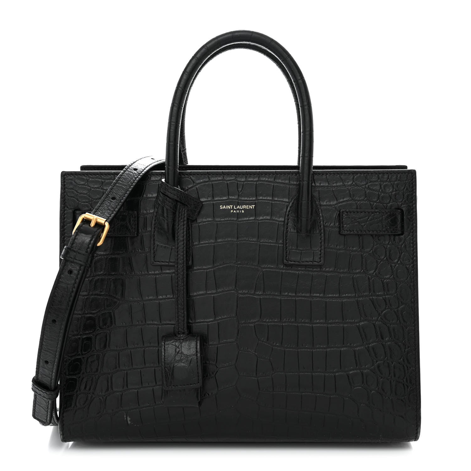 Saint Laurent Calfskin Crocodile Embossed Baby Sac De Jour Black 1 of 11