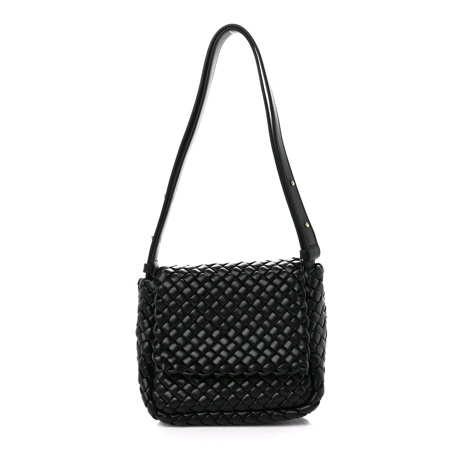 Nappa Intrecciato Small Cobble Shoulder Bag Black