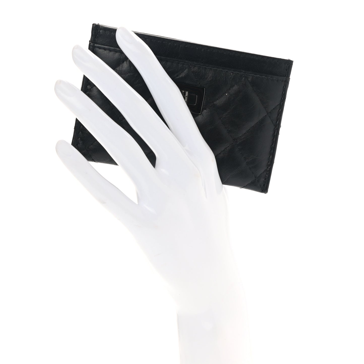 Aged Calfskin Quilted Reissue Card Holder So Black