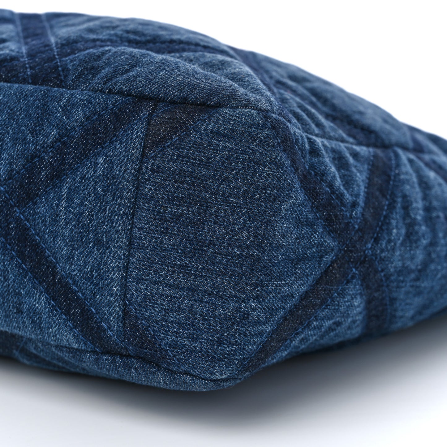 Denim Quilted Chanel 19 North South Shopping Bag Blue