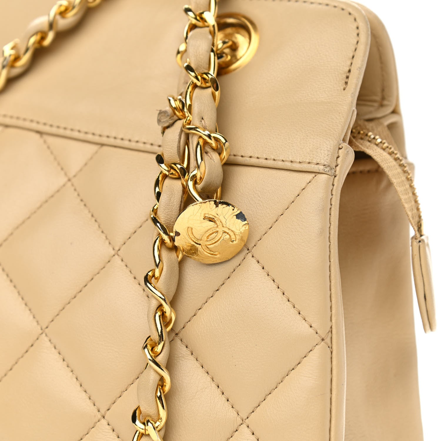 Chanel Lambskin Quilted Shoulder Bag Beige 11 of 11