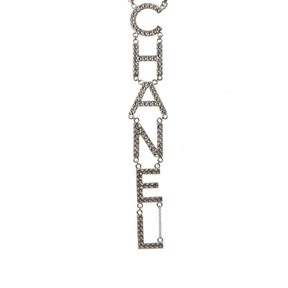 Chanel Metal Crystal Cha-Nel Logo Necklace Gold 4 of 7