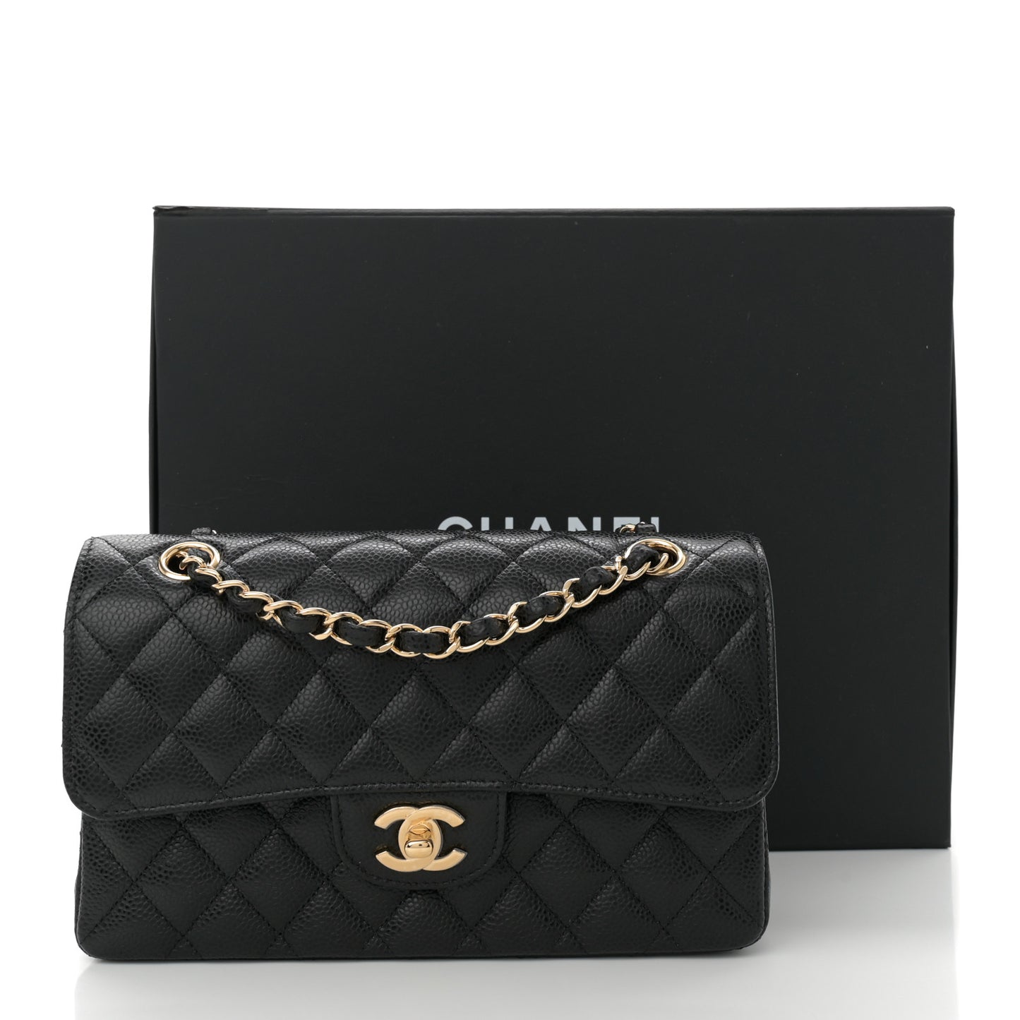 Caviar Quilted Small Double Flap Black
