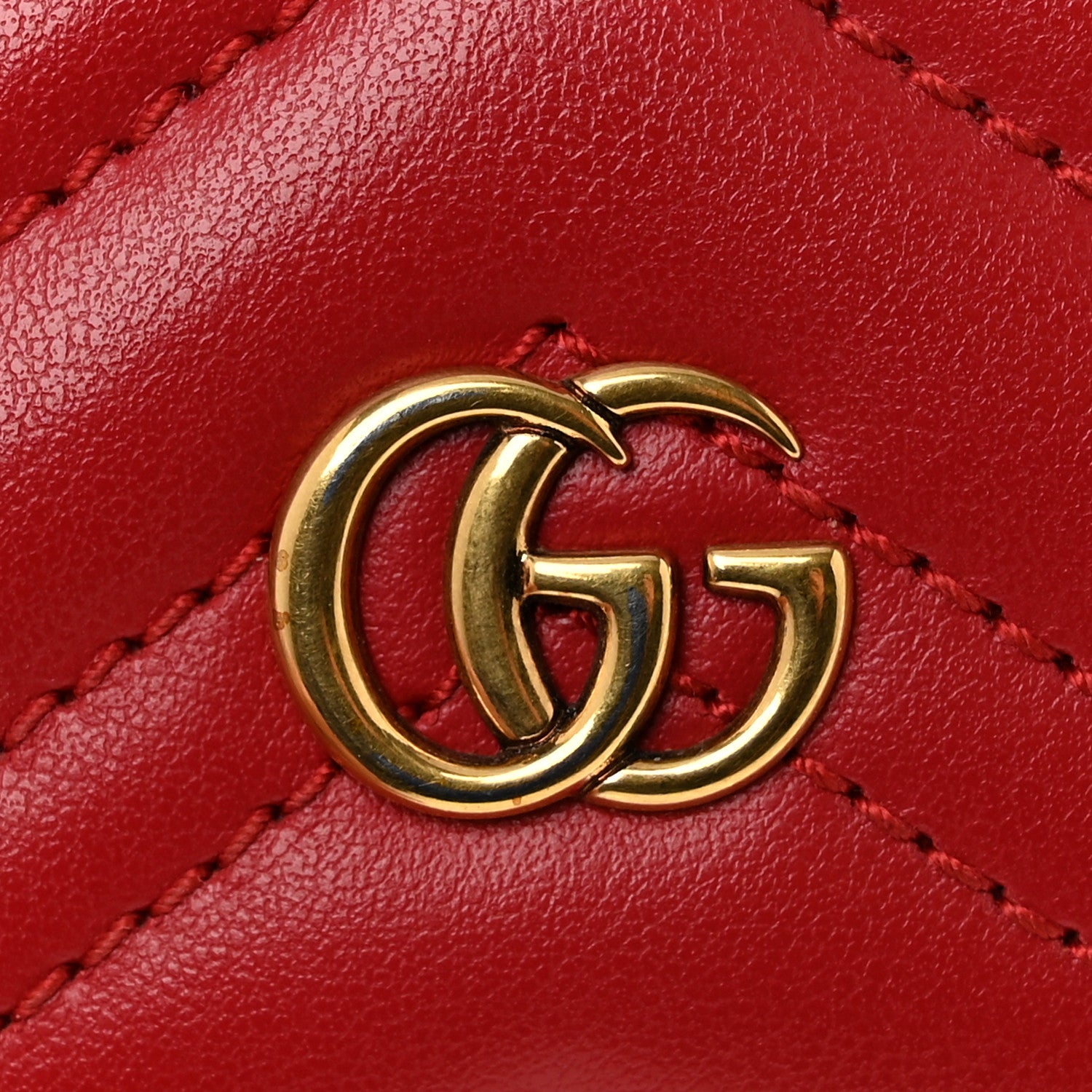 Gucci Calfskin Matelasse GG Marmont Card Holder Hibiscus Red 9 of 10