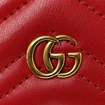 Gucci Calfskin Matelasse GG Marmont Card Holder Hibiscus Red 9 of 10