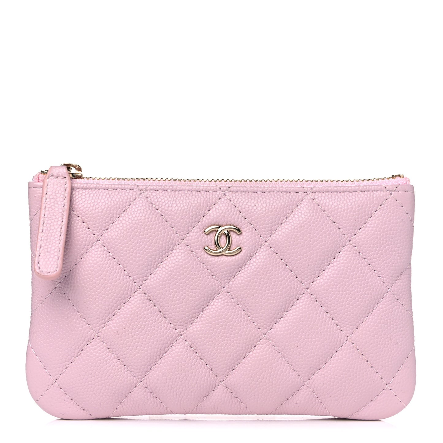 Caviar Quilted Small Cosmetic Case Light Pink