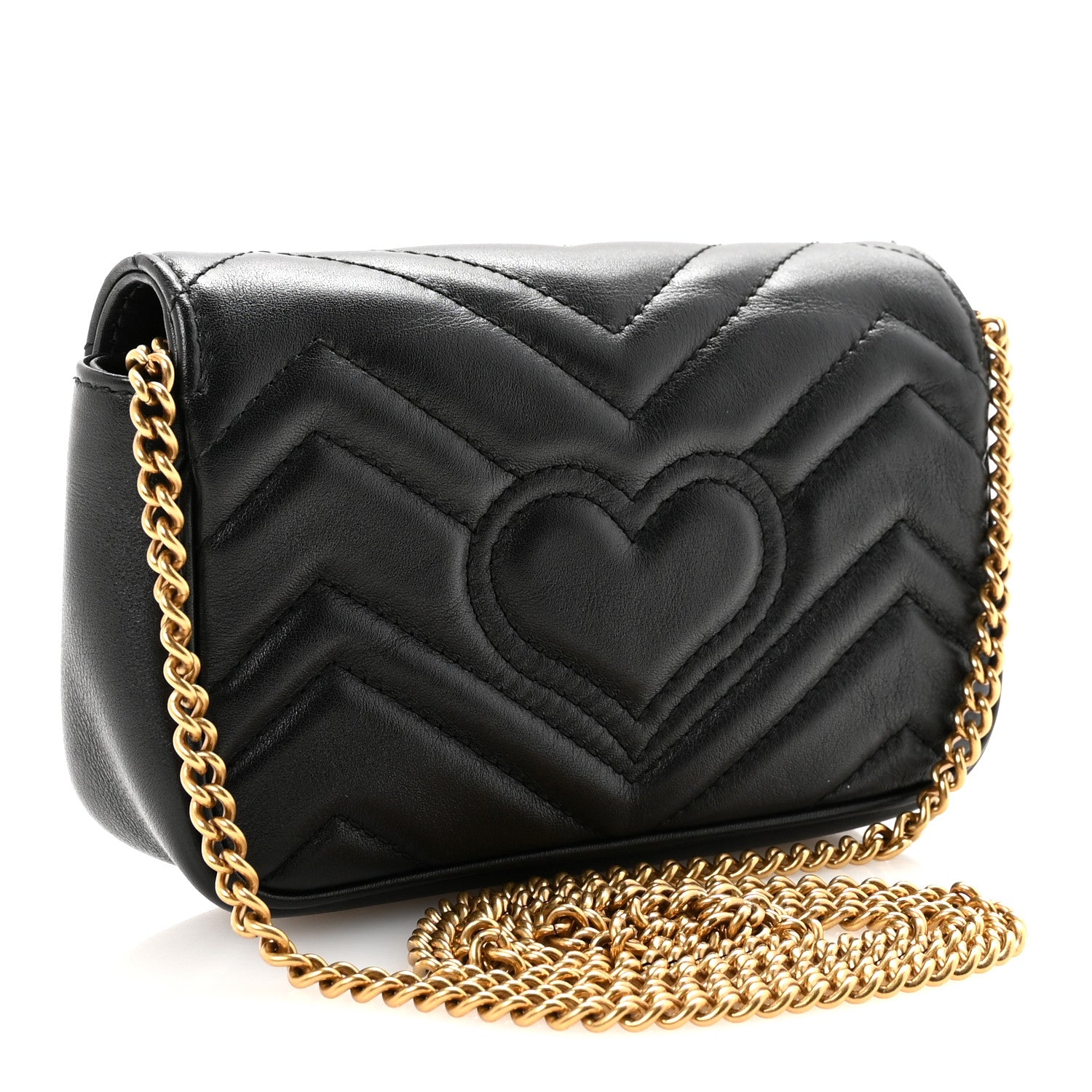 Gucci Calfskin Matelasse Super Mini GG Marmont Shoulder Bag Black 3 of 11