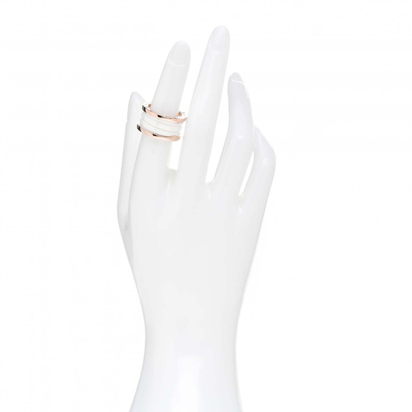 18K Rose Gold White Ceramic B.Zero1 Four-Band Ring 53 6.25
