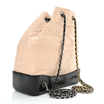 Chanel Aged Calfskin Quilted Gabrielle Backpack Beige Black 3 of 10