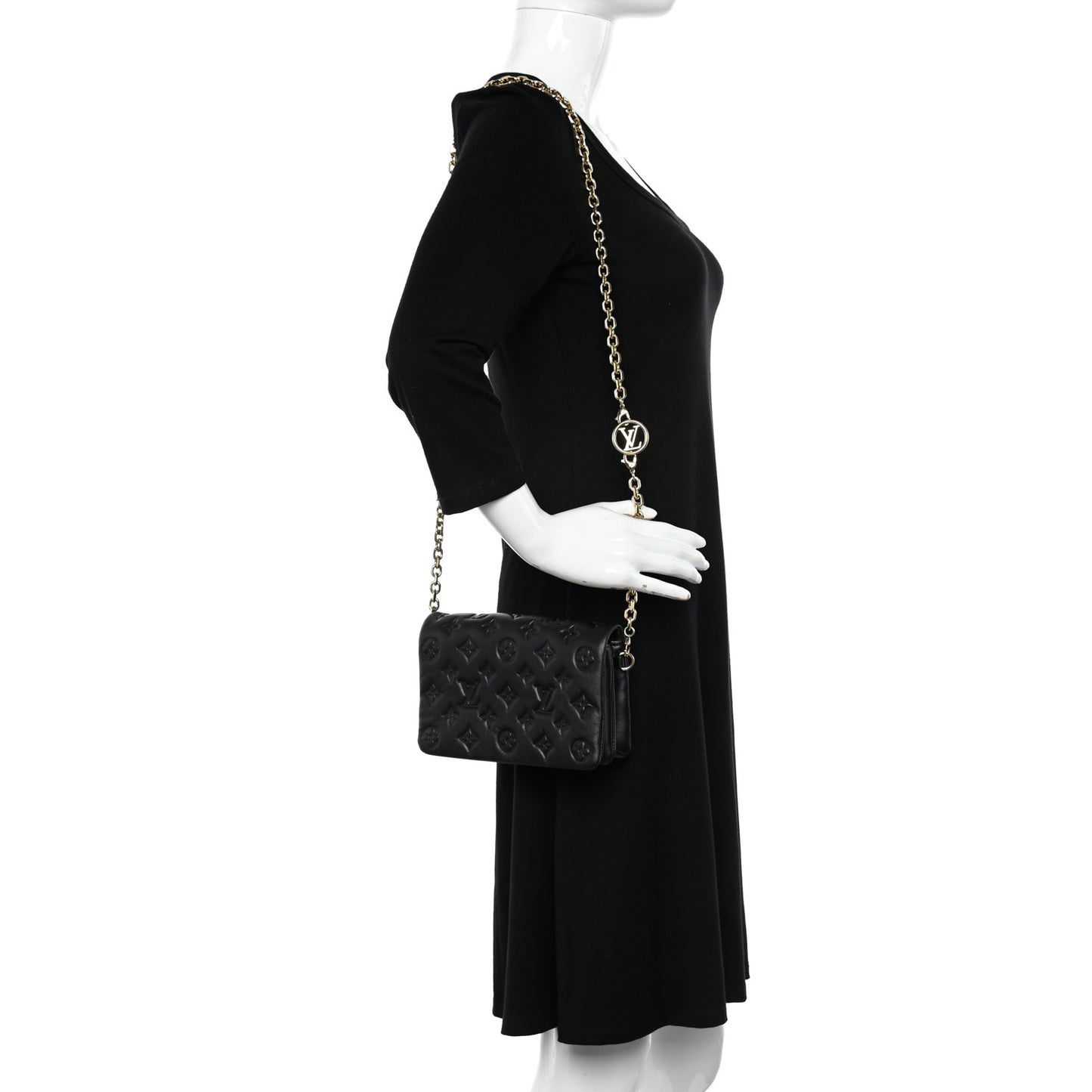 Lambskin Embossed Monogram Pochette Coussin Black