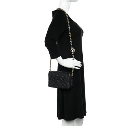 Louis Vuitton Lambskin Embossed Monogram Pochette Coussin Black 3 of 11