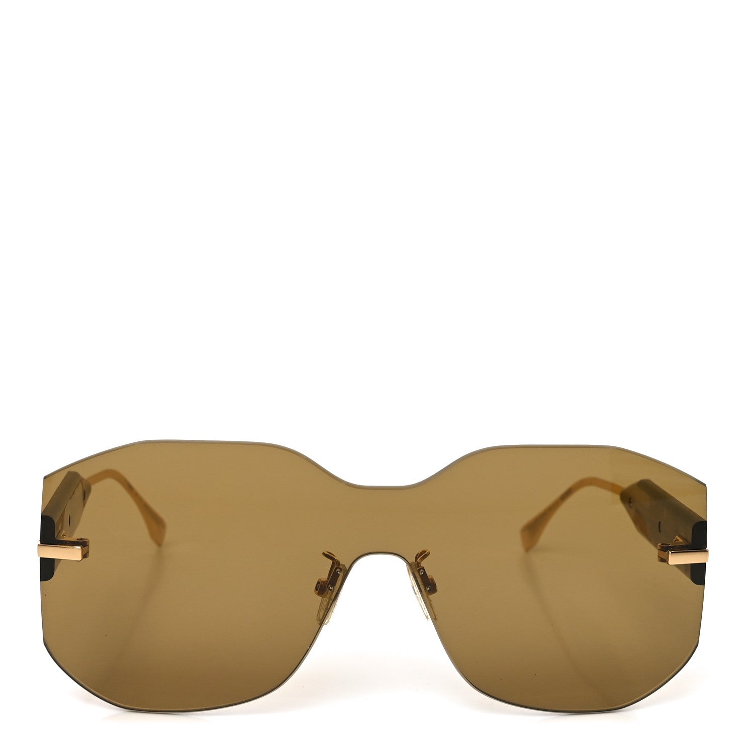 Fendi Acetate Metal Fendigraphy Shield Sunglasses FE 40067U Brown Gold 2 of 7
