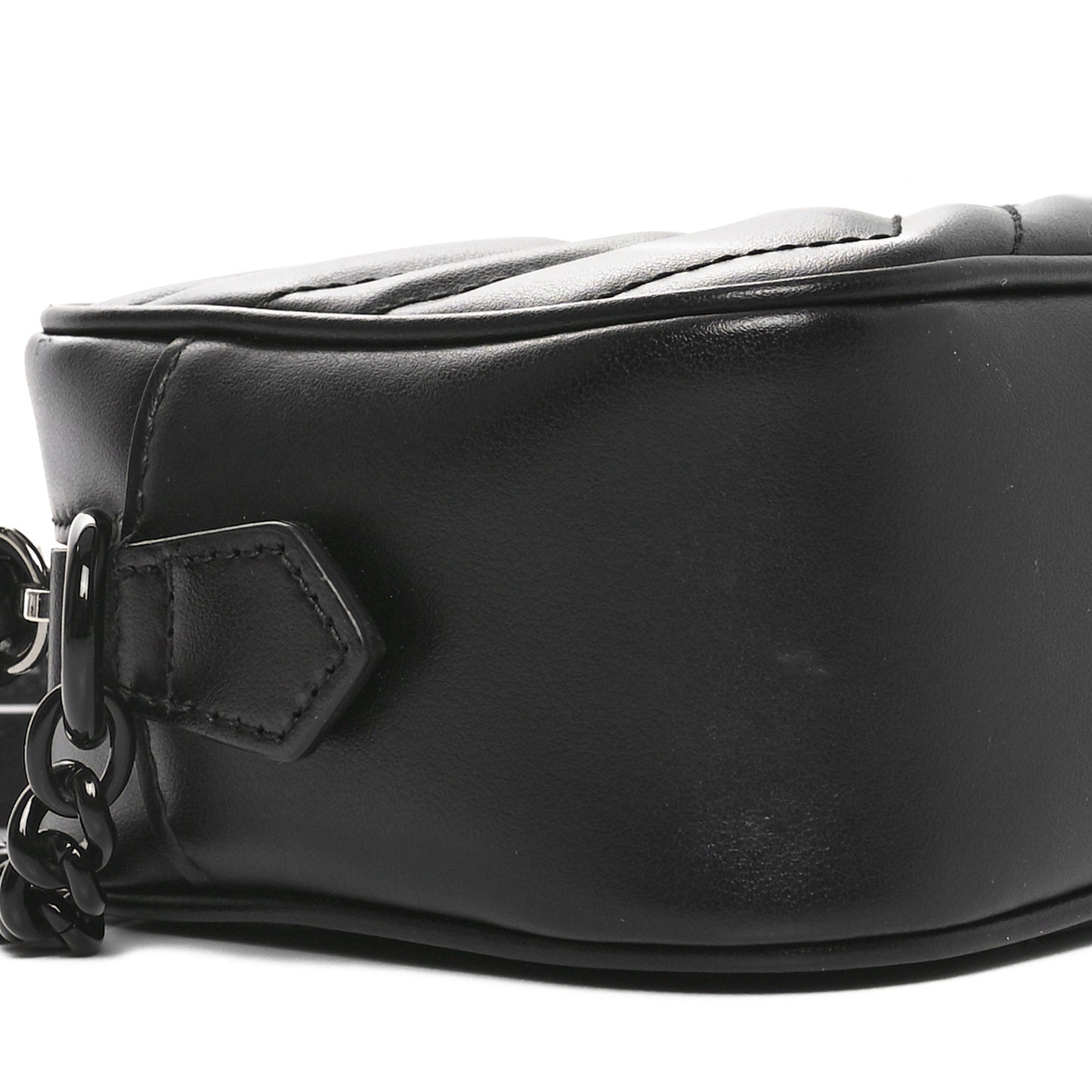 Calfskin Matelasse Monochrome Mini GG Marmont Chain Shoulder Bag Black