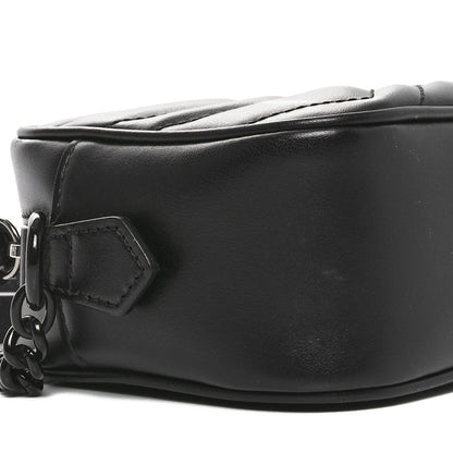 Gucci Calfskin Matelasse Monochrome Mini GG Marmont Chain Shoulder Bag Black 9 of 10