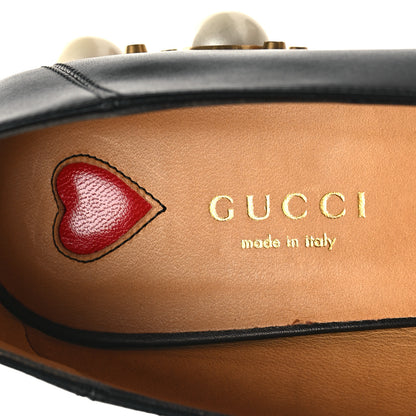Gucci Betis Glamour Calfskin Web Pearl Embellished Peyton 35mm Loafer Pumps 36 Black 9 of 9