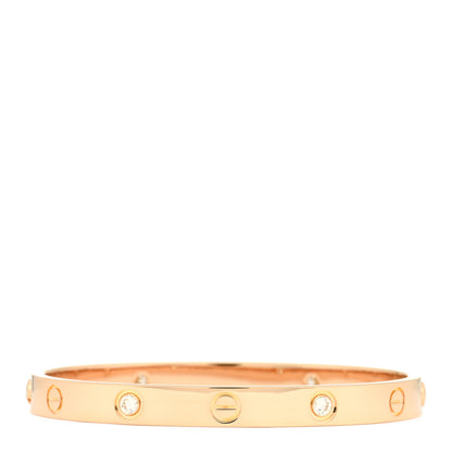 Cartier 18K Pink Gold 4 Diamond LOVE Bracelet 17 2 of 3