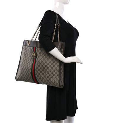 Gucci GG Supreme Monogram Large Rajah Chain Tote Beige New Acero 2 of 8