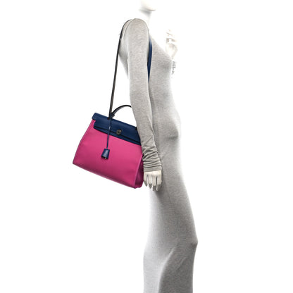 Hermes Vache Hunter Toile Herbag Zip 31 PM Magnolia Bleu Saphir 2 of 11