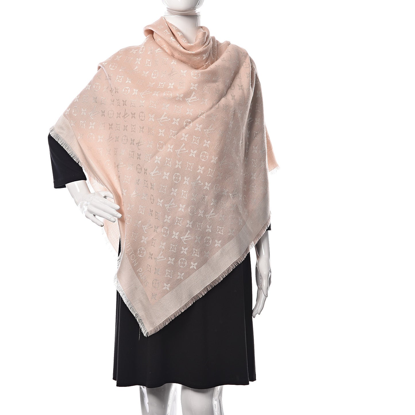 Silk Wool Monogram Shawl Rose
