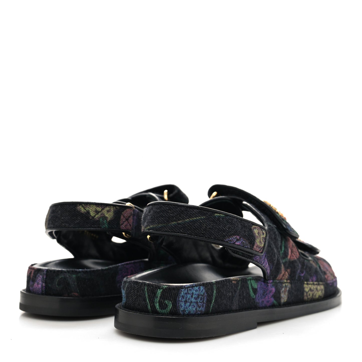 Denim Quilted Dad Sandals 39.5 Black Multicolor