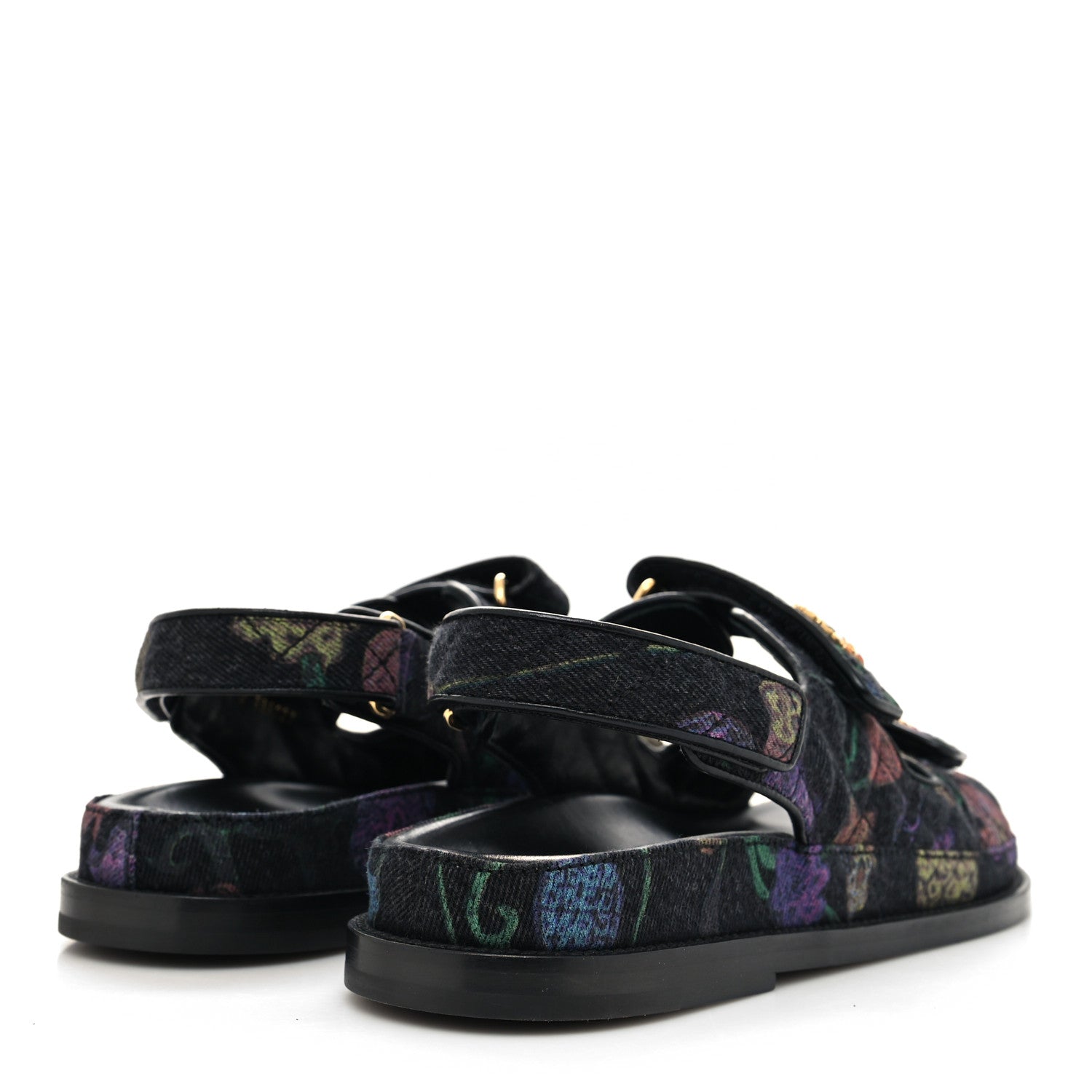 Chanel Denim Quilted Dad Sandals 39.5 Black Multicolor 4 of 8
