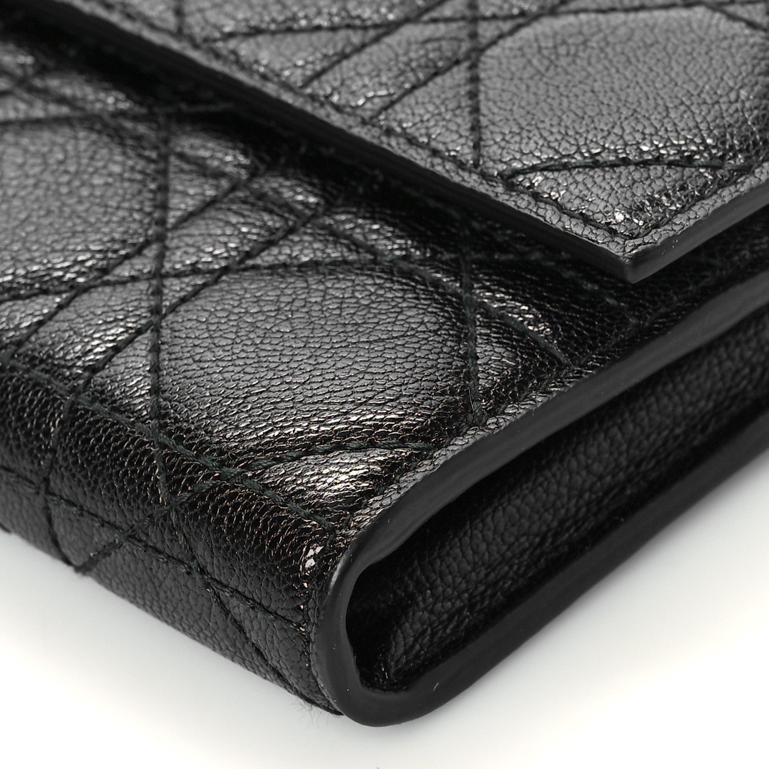 Christian Dior Grained Calfskin Cannage Lady Dior Rendezvous Chain Wallet Black 10 of 11