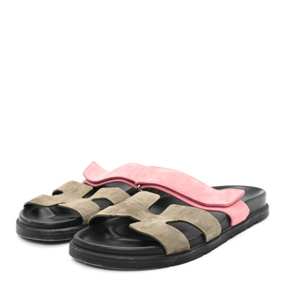 Hermes Suede Goatskin Womens Chypre Sandals 39.5 Toundra Rose Du Desert 4 of 10