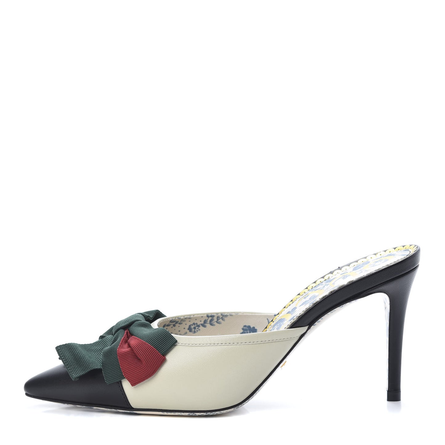 Malaga Kid Web Bow Mid Heel Mules 36.5 Black Vintage White