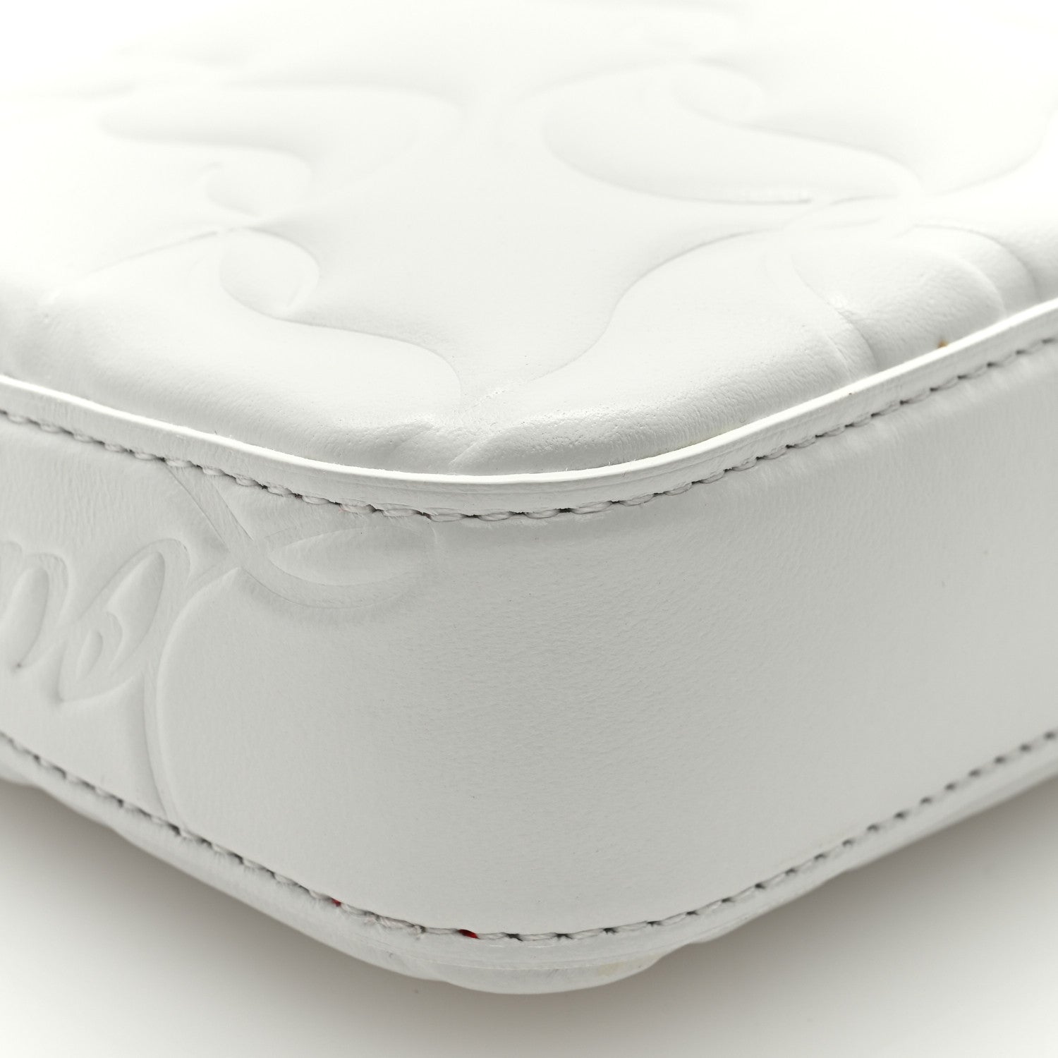 Christian Louboutin Calfskin Embossed Loubila Shoulder Bag White 7 of 8