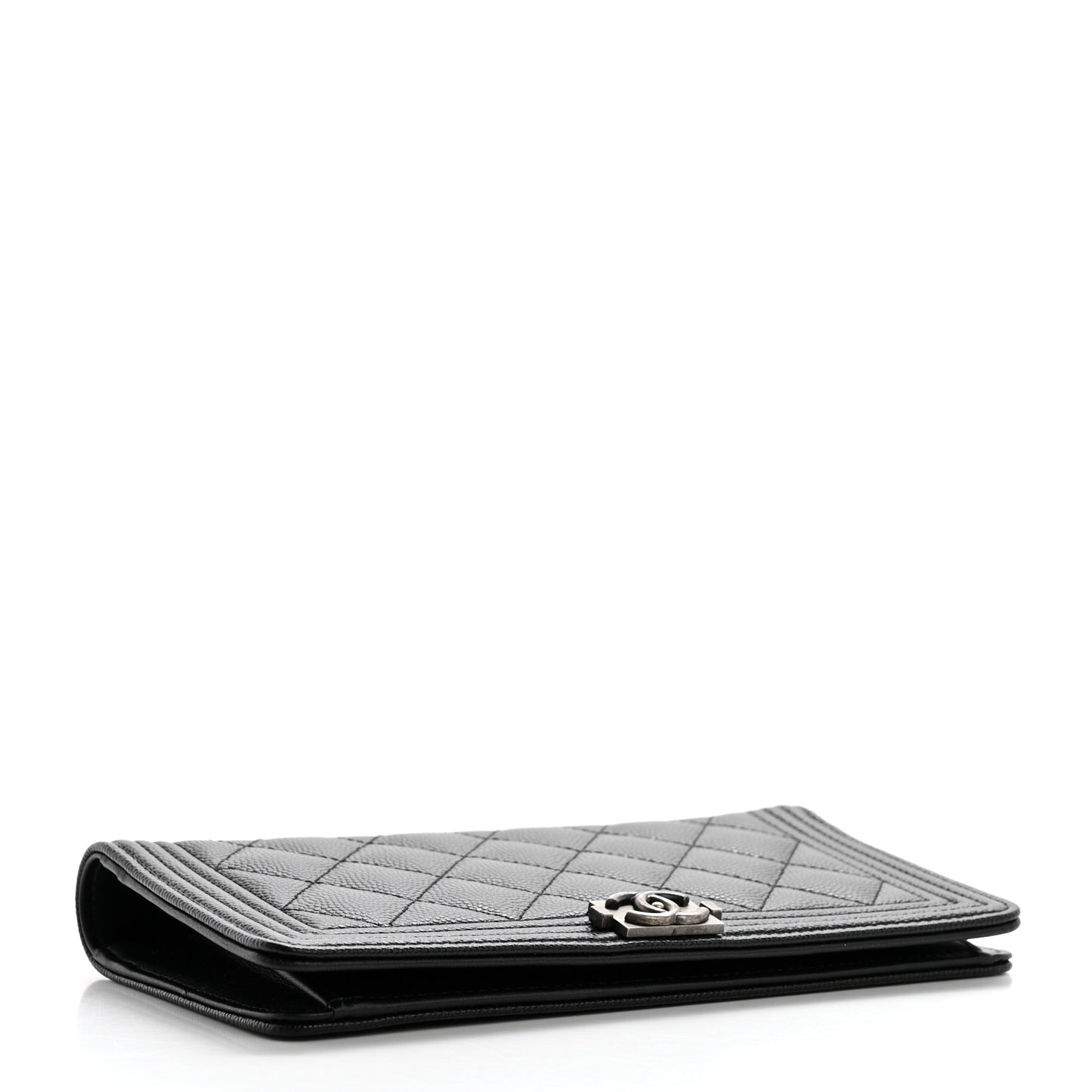 Caviar Quilted Boy Yen Wallet Black
