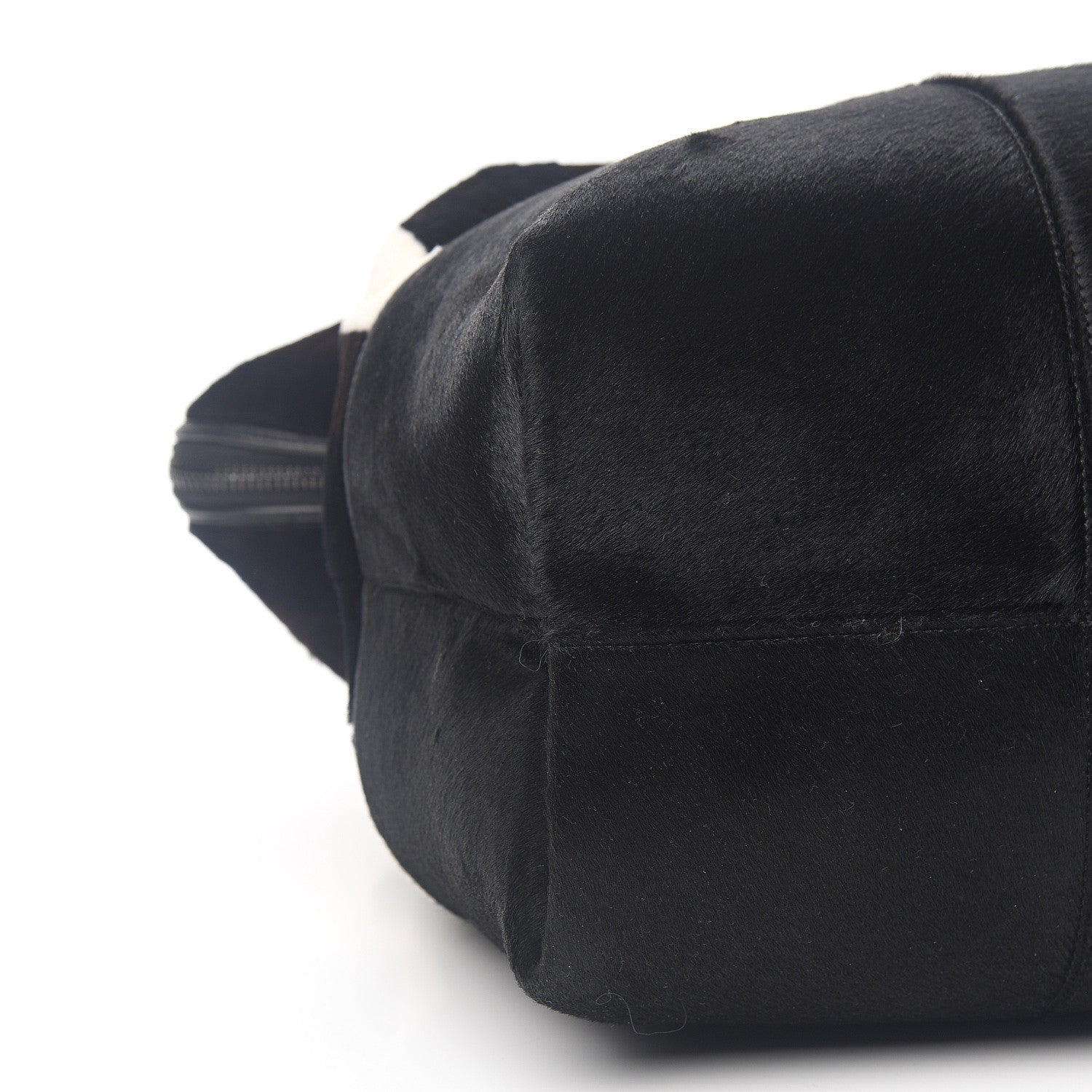 Fendi Rabbit Fur Calf Hair Pequin Weekender Bag Black White 6 of 8