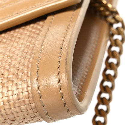 Saint Laurent Micro Raffia Monogram Uptown Chain Wallet Natural Hay Blush 11 of 14