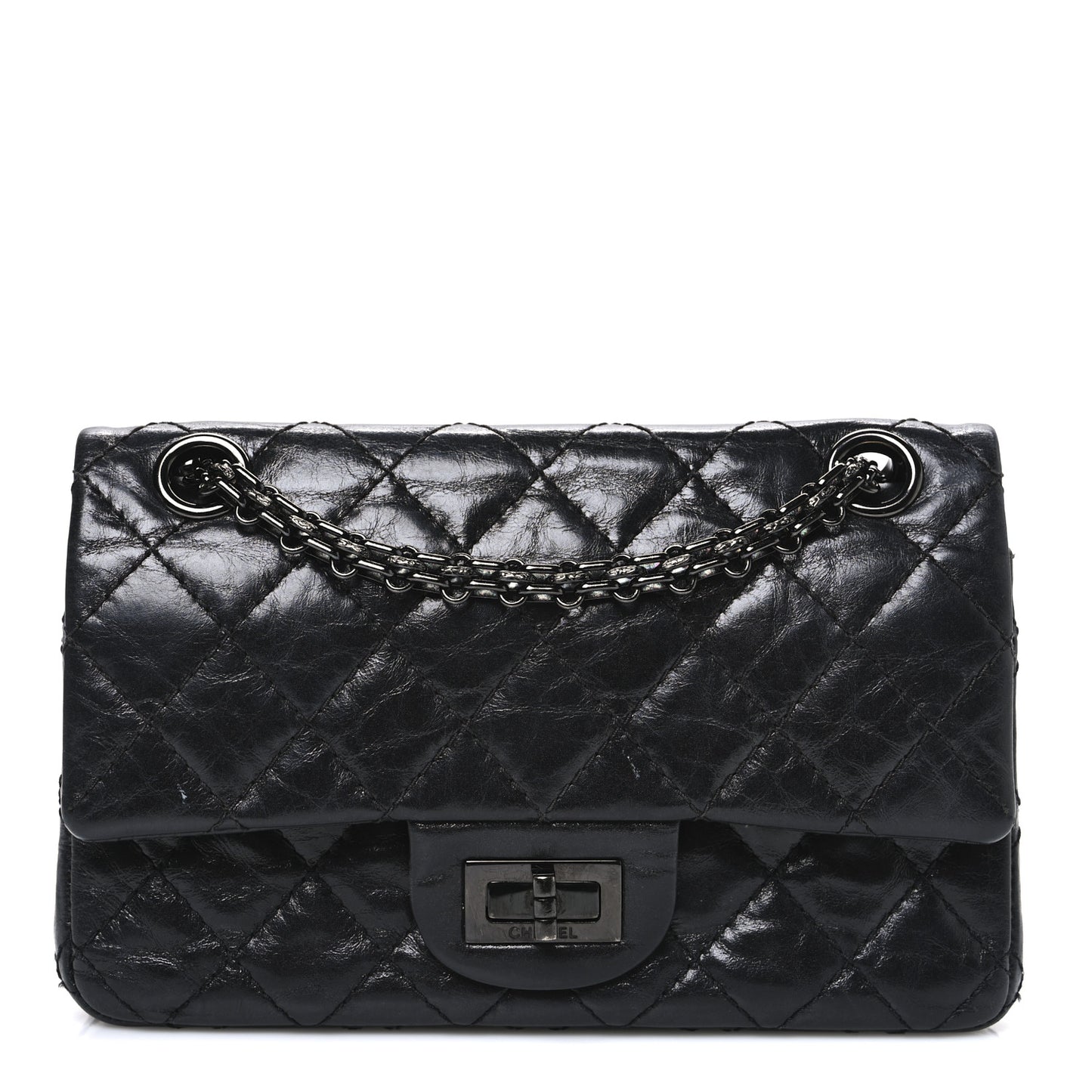 Aged Calfskin Quilted 2.55 Reissue Mini Flap So Black So Black
