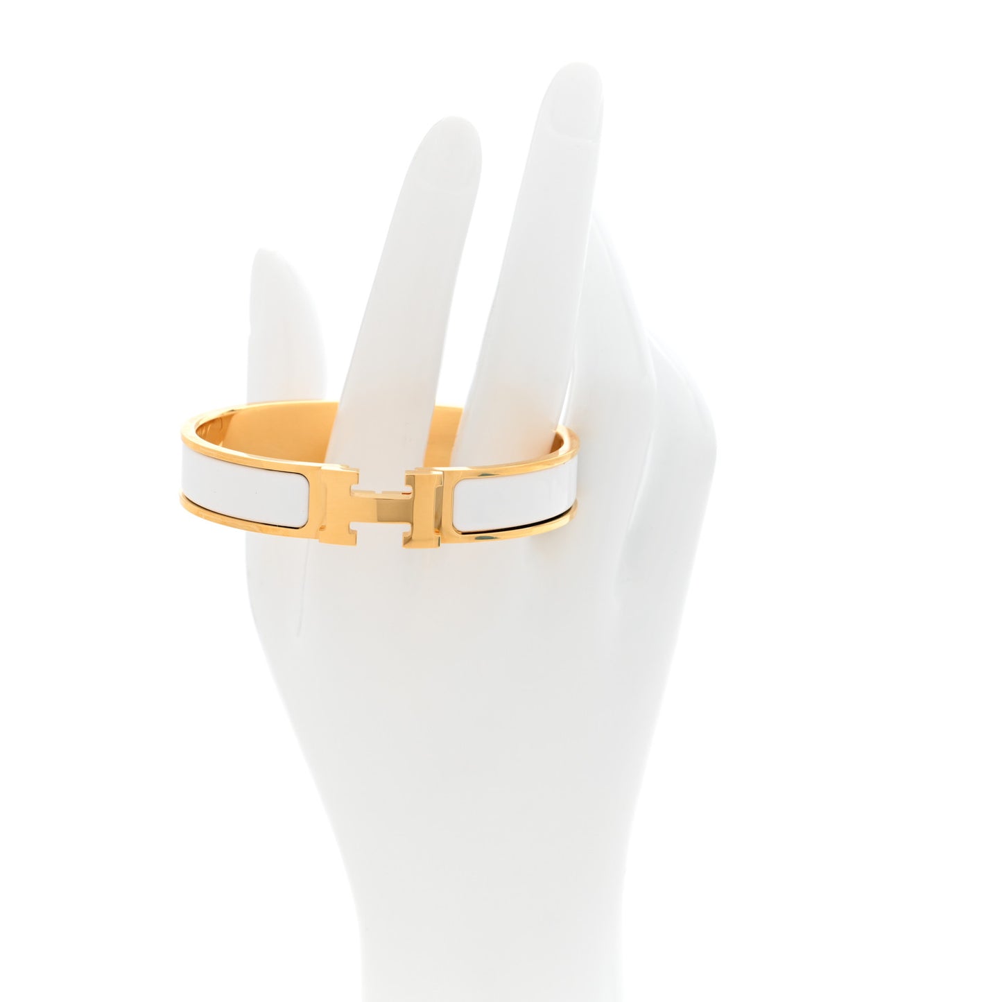 Enamel Narrow Clic Clac H Bracelet GM White
