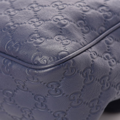 Gucci Guccissima Medium Flap Messenger Bag Blue 12 of 13