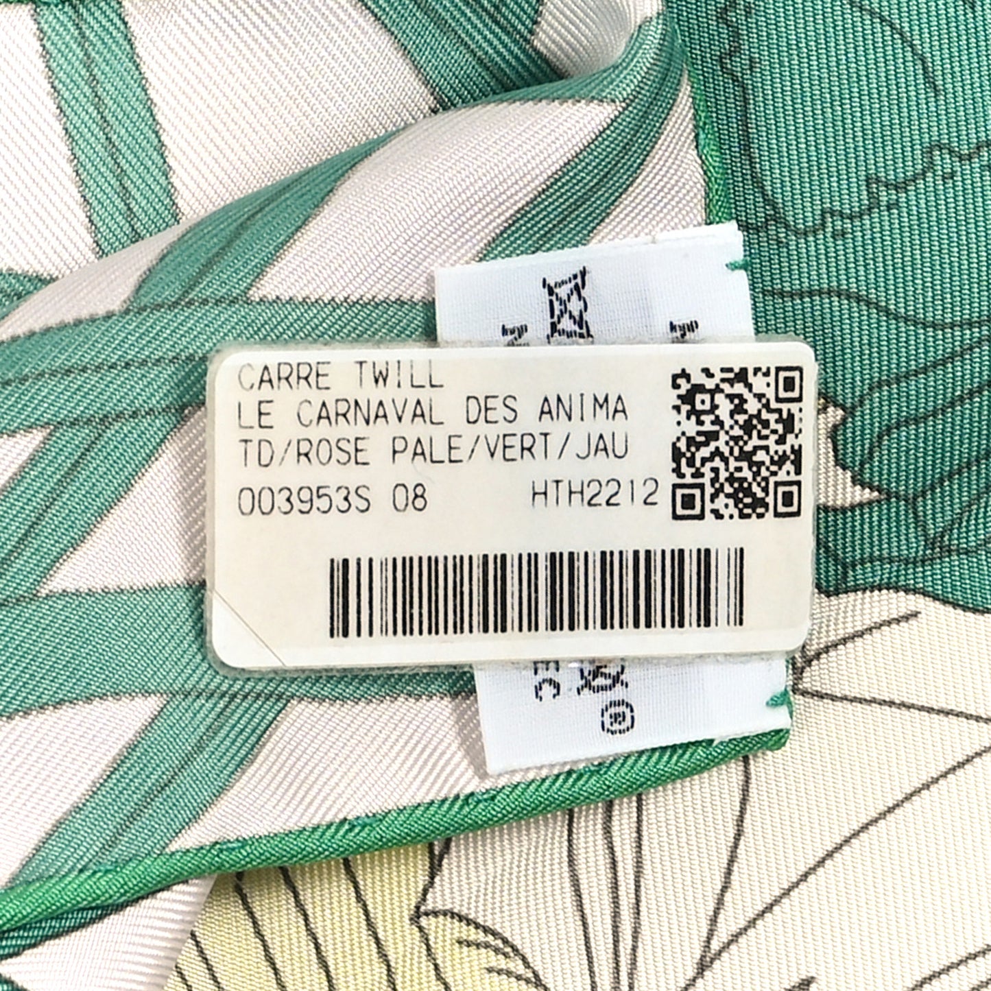 Silk Le Carnaval des Animaux Scarf 90 Rose Pale Vert Jaune