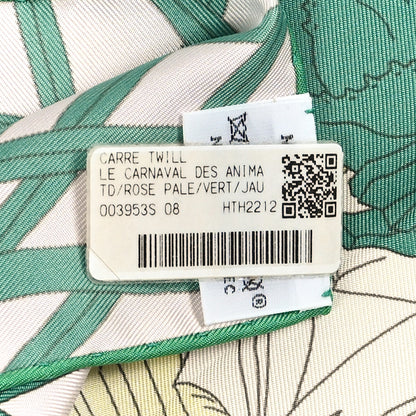 Hermes Silk Le Carnaval des Animaux Scarf 90 Rose Pale Vert Jaune 2 of 3