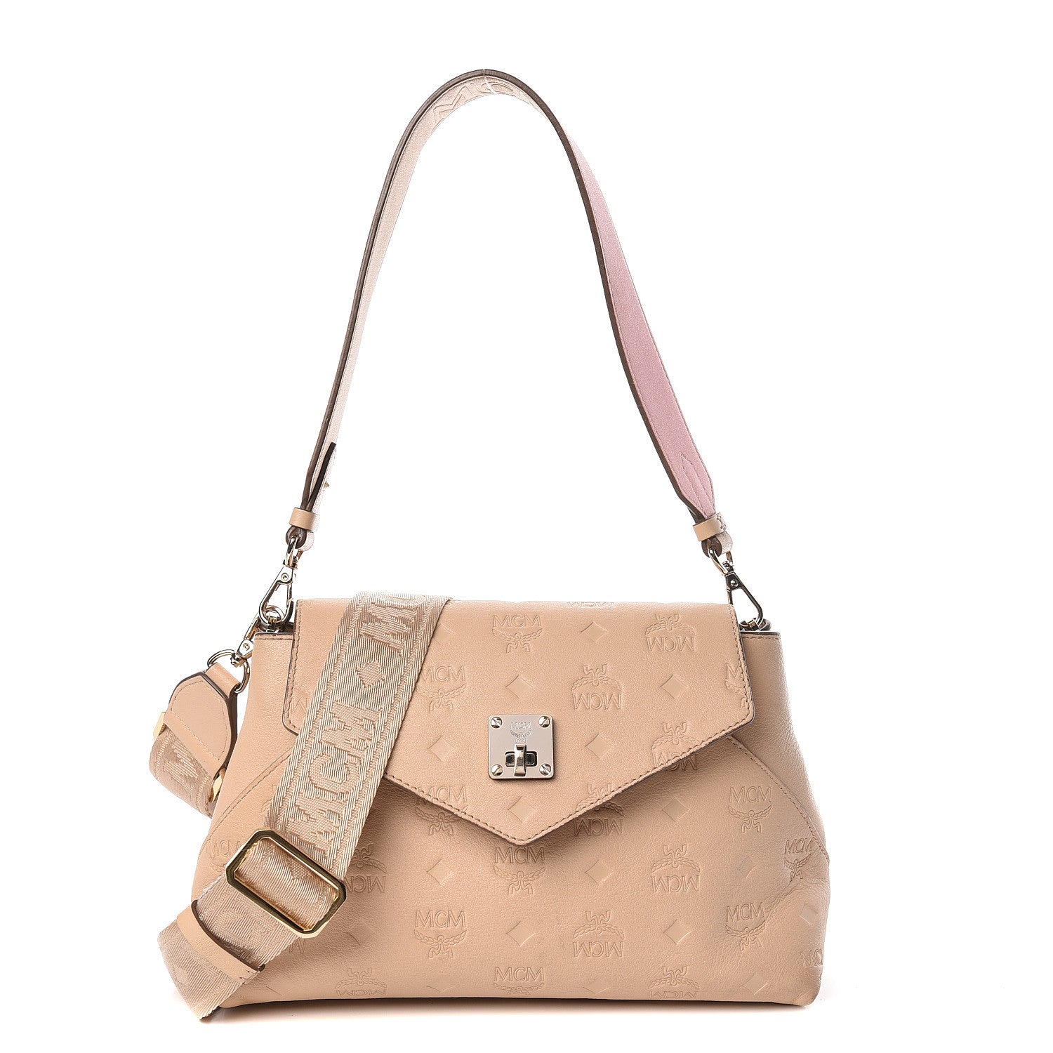 MCM Calfskin Ottomar Monogram Small Original Crossbody Bag New Beige 1 of 16