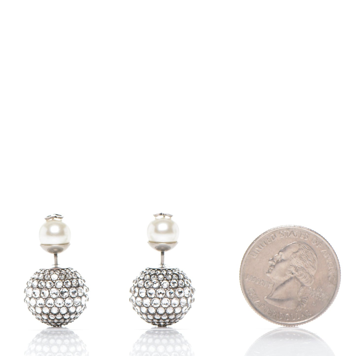 Crystal Pearl Dior Tribales Earrings Silver