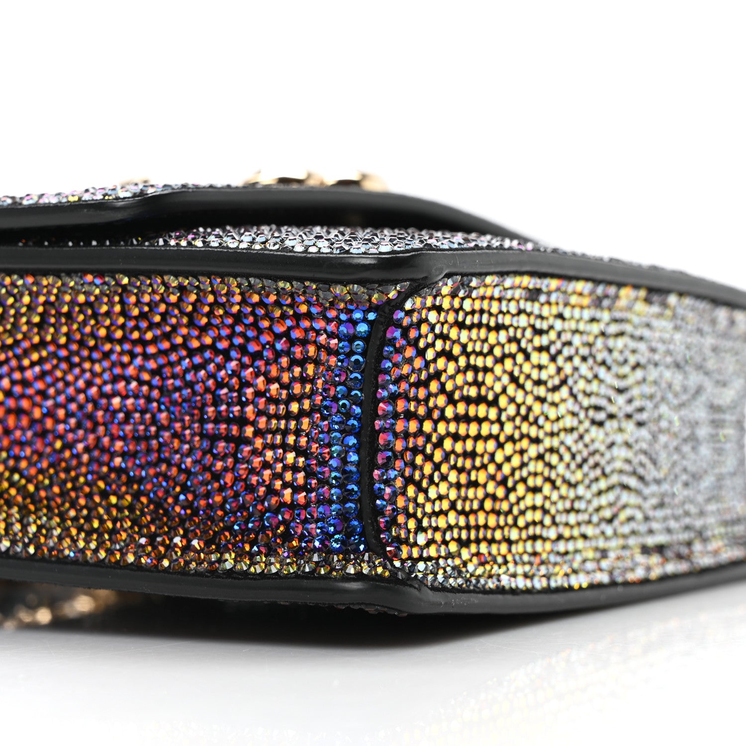 Jimmy Choo Suede Crystal Varenne Chain Shoulder Bag Black Ultraviolet 8 of 10