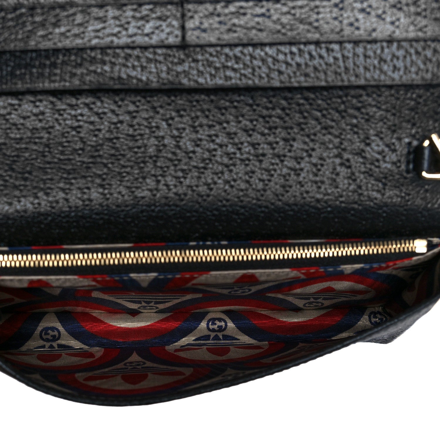 Gucci X ADIDAS Textured Dollar Calfskin Trefoil Embossed Wallet On Chain Off White Black 4 of 8