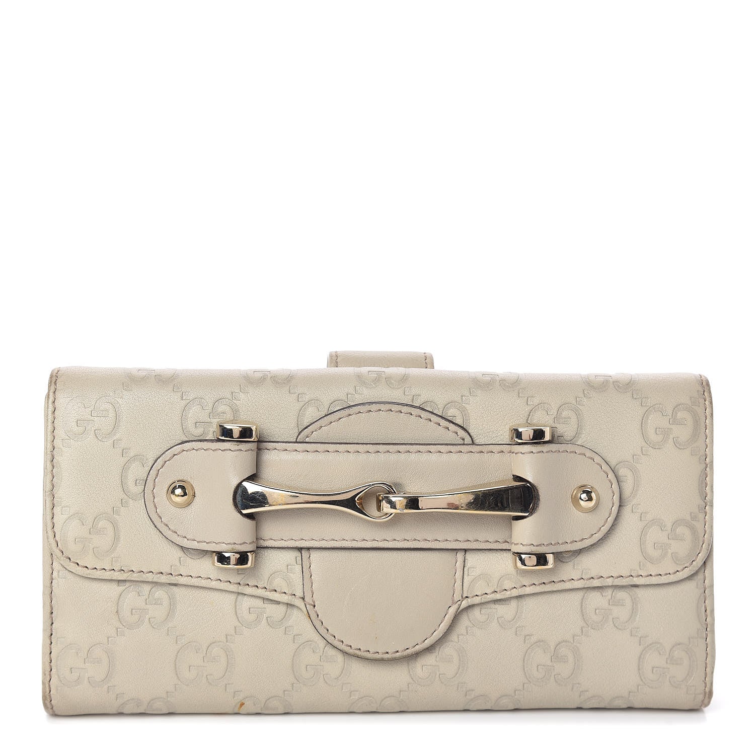 Gucci Guccissima Horsebit Continental Wallet Ivory 1 of 12