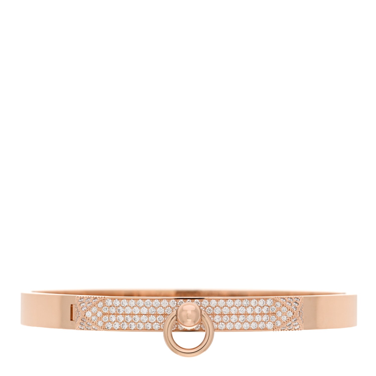 Hermes 18K Rose Gold Diamond PM Collier De Chien Pave Bracelet ST 1 of 4
