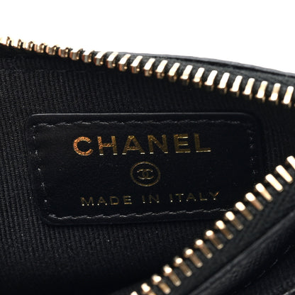 Chanel Caviar Quilted Crystal CC Logo Zip Card Holder Black 6 of 8