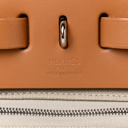Hermes Military Toile Vache Hunter Herbag Zip Retourne 31 PM Beton Naturel 7 of 10
