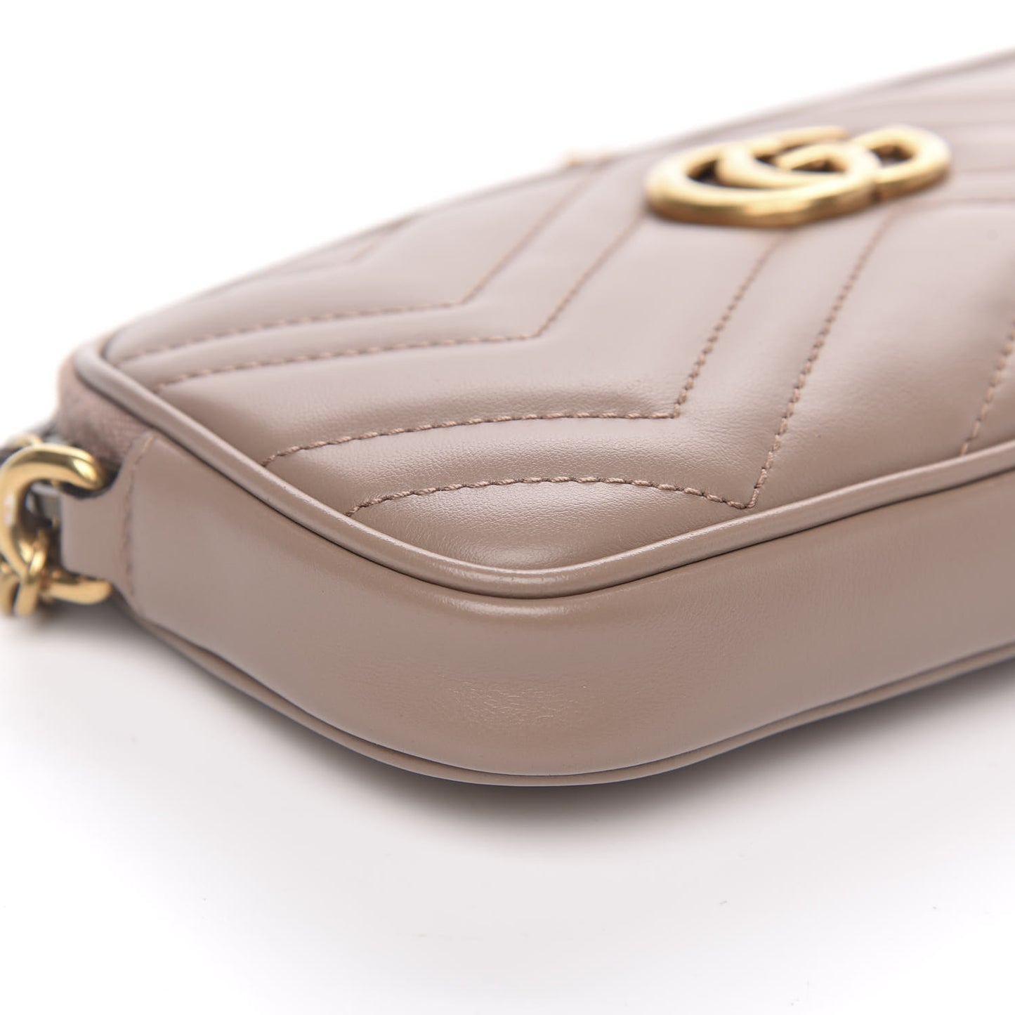 Calfskin Matelasse Mini GG Marmont Chain Crossbody Bag Porcelain Rose