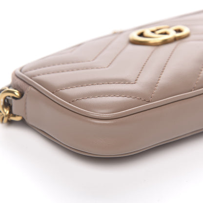 Gucci Calfskin Matelasse Mini GG Marmont Chain Crossbody Bag Porcelain Rose 9 of 10