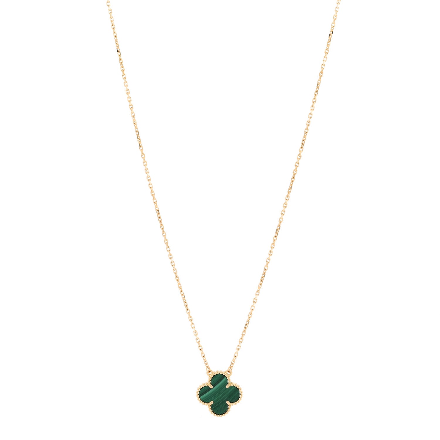 Van Cleef & Arpels 18K Yellow Gold Malachite Vintage Alhambra Pendant Necklace 1 of 7