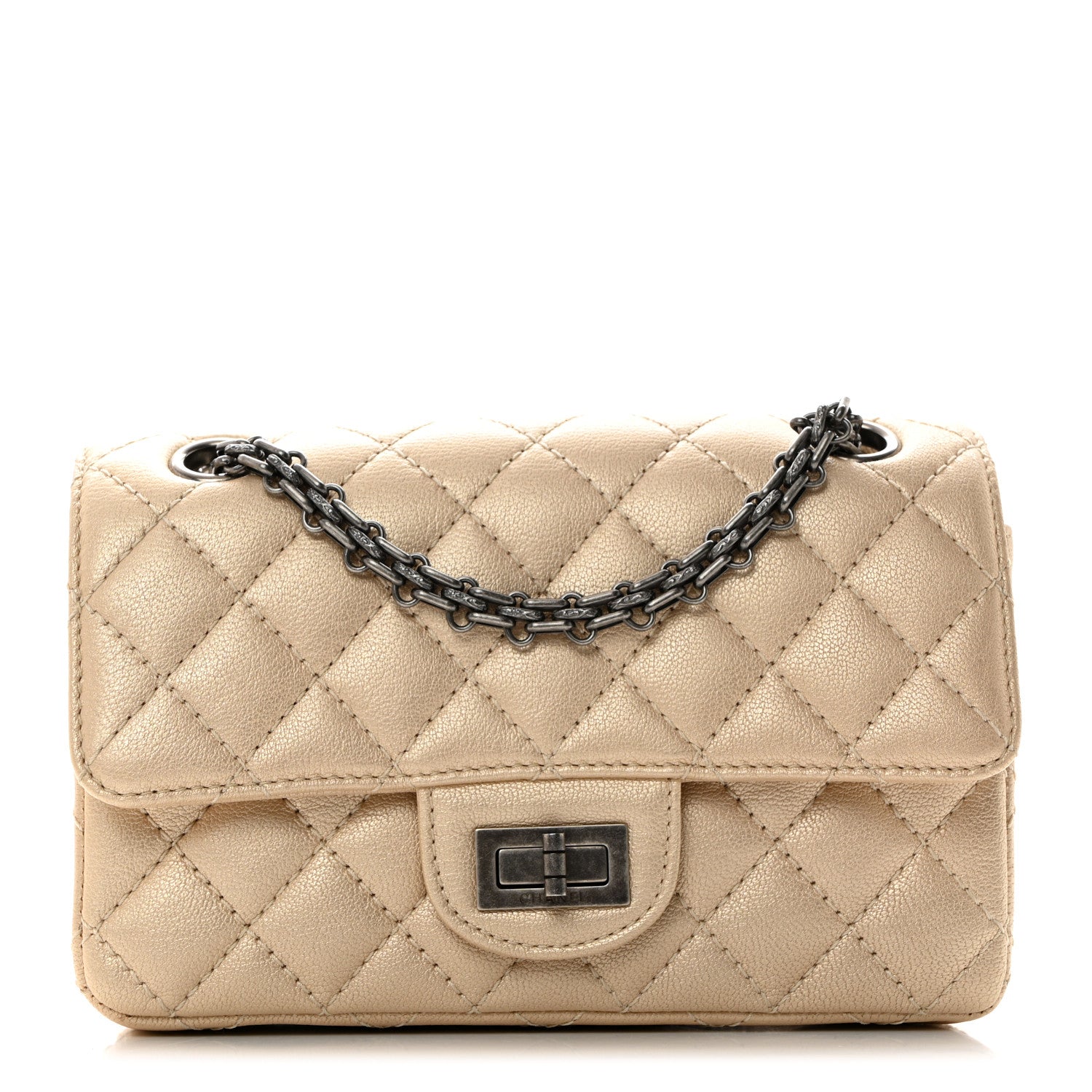 Chanel Metallic Sheepskin Quilted 2.55 Reissue Mini Flap Beige 1 of 11